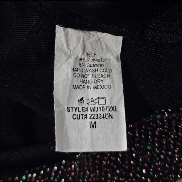 Vtg 90s Mesh Crop Tank Top M Medium Black Whimsigoth Sparkle Glitter Cowl - Picture 8 of 8